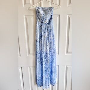 Hollister Strapless Blue and White Maxi Dress Size XS